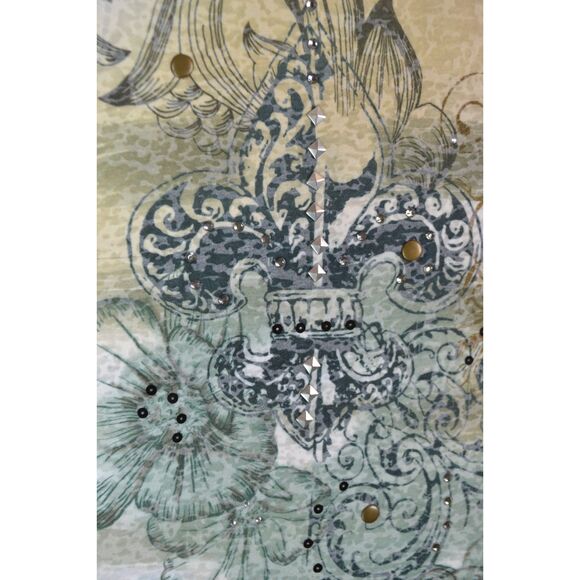 Rock & Republic Women's XL Cream Studded Grunge Top - Picture 4 of 13